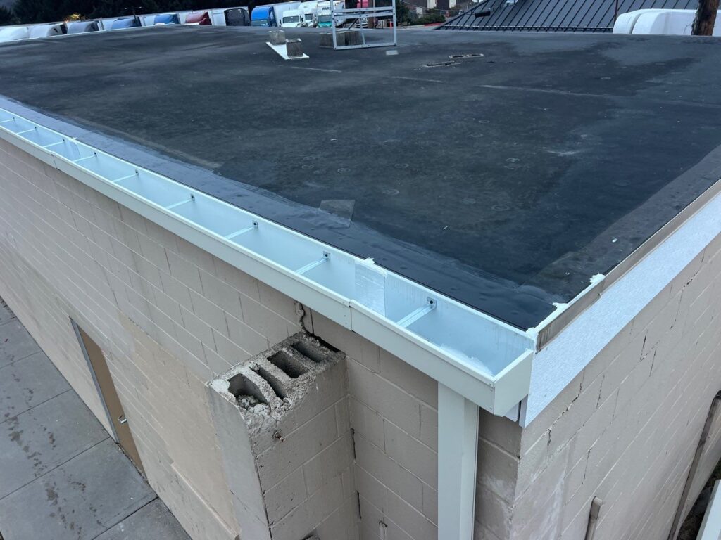 commercial gutters on a Pilot Flying J roof in hampton NJ