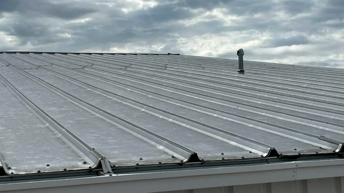 commercial metal roof inspection on air hanger
